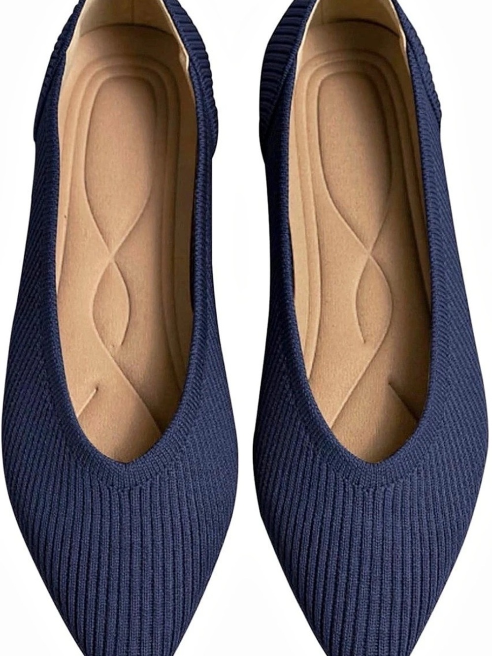 TINGRISE Women's Flats Shoes Pointed Toe Knit Ballet Comfortable Dressy Slip On